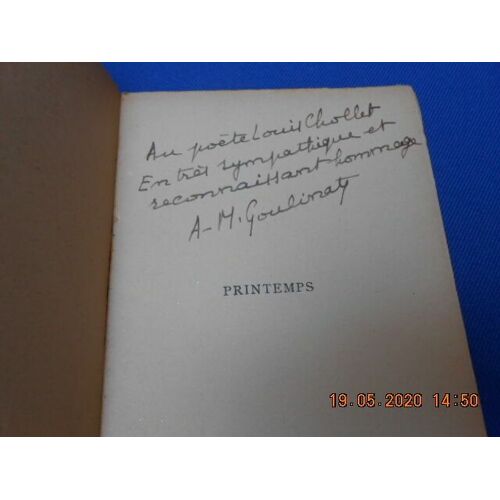 Printemps (Envoi De L'auteure A Louis Chollet)