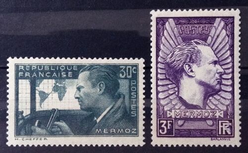 Série Jean Mermoz - Superbes N° 337 338 Neufs* - Cote 6,50 - France Année 1937 - N26591