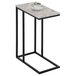 Bout De Canapé Debora Table D'appoint Table À Café Table Basse De Salon Cadre En Métal Noir Et Plateau En Mdf Décor Marbre Blanc