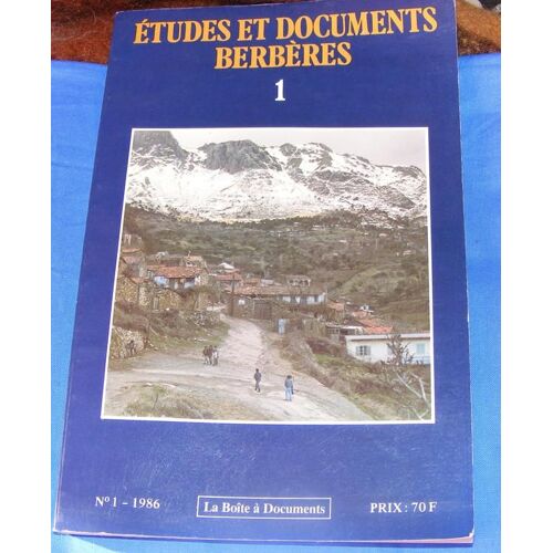 Etudes Et Documents Berbères N°1