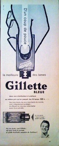 Publicite Ancienne (Fevrier 1958) Pour Le " Dispenser " Distributeur De Lames De Rasoir " Gillette Bleue "