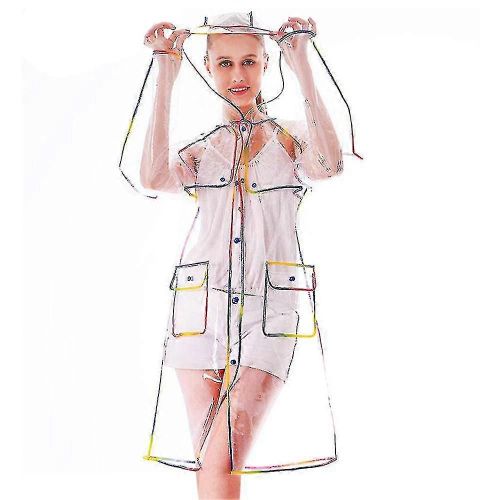 Poncho Imperméable Transparent À Capuche Et Manches Longues Pour Adulte, Vêtement De Pluie Épais Et Imperméable (Taille M)