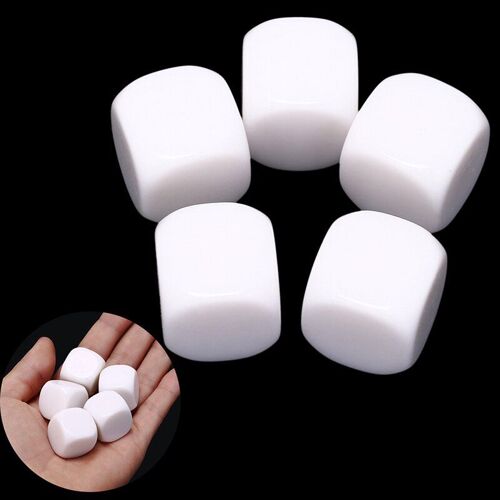 5 Pcs/Lot 20mm Blanc Dés Blanc Arrondi Coin D6 Peut Écrire Blanc Blanc Blanc Dés Créatifs Enfants Teching Bricolage Jeu De Dés