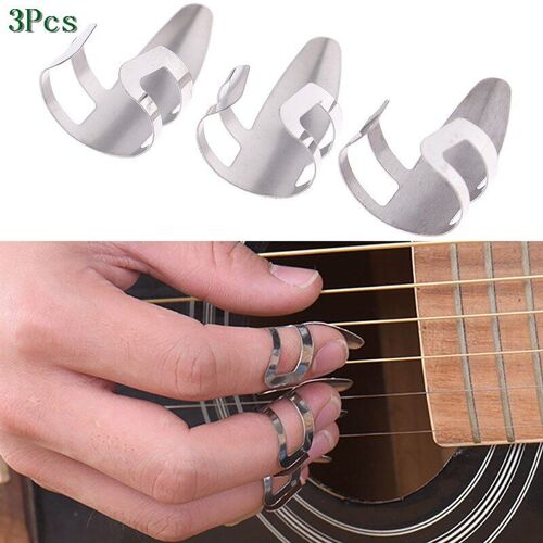 Guitare électrique acoustique d'acier inoxydable de 3 pièces choisit des Palhetas durables en métal de doigt
