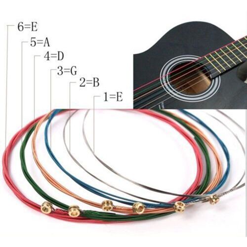 6 pièces/ensemble coloré acier Bronze plaie 1st-6th E-A guitare électrique cordes ensemble de cordes pour guitare Folk acoustique guitare classique