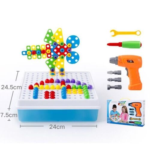 Moonmini Enfants Perceuse Électrique Vis Écrou Puzzle Jouets Créatifs Jouets Éducatifs Assemblés Mosaïque Design Construction