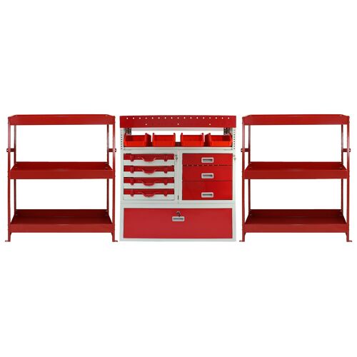 Rayonnage Monster Tempest à étagères en métal et tiroirs en acier pour véhicule utilitaire, Rayons et tiroirs en acier