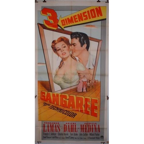 Sangaree - Film En 3d R?alis? En 1953 Par Edward Ludwig Avec Fernando Lamas, Arl?ne Dahl, Patricia Medina - Affiche Originale De Cin?ma Usa 3 Sheet - 104x200 Cm - Movie Poster 3 Dimension - Tres Rare