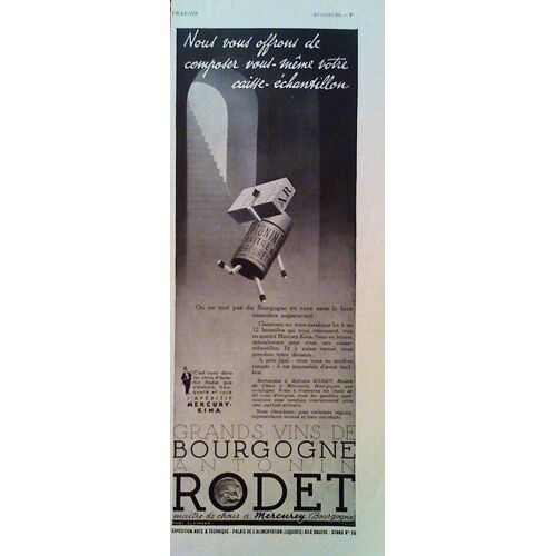 Publicite Ancienne (Mai 1937) Pour Les Grands Vins De Bourgogne " Antonin Rodet " A Mercurey