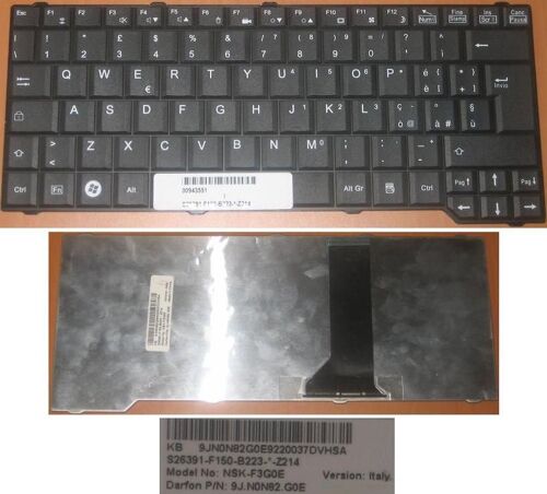 Clavier Qwerty Italien / Italian Pour Fujitsu Amilo SA 3650 SA3650 Series, Noir / Black, Model: NSK-F3G0E, P/N: 9J.N0N82.G0E