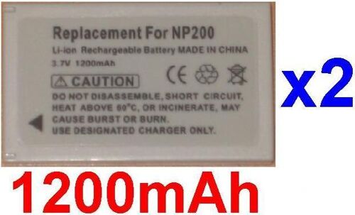 2 Batteries Pour Konica Minolta NP200 NP-200 **1200mAh** compatible DiMAGE X, DiMAGE Xi, DIMAGE Xt, DIMAGE Xt Biz, DiMAGE Xg