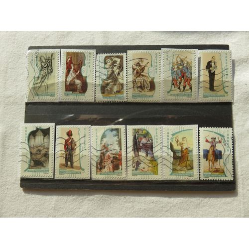 Lot De 12 Timbres Oblitérés Autoadhésifs - "La Musique" - 2010