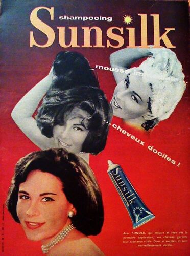 Publicite Ancienne (Fevrier 1958) Pour Le Shampooing " Sunsilk "
