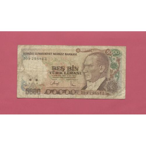 Billet De Banque Nota Banknote Bill 5000 Bes Bin Turk Lirasi Turquie 1970