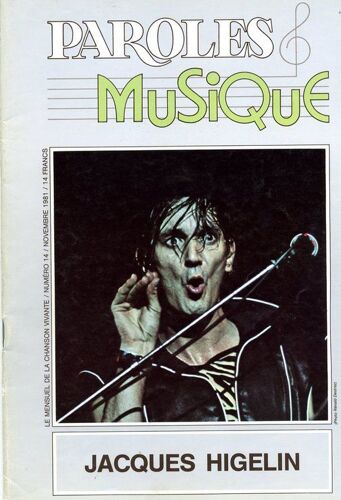 Paroles Et Musique   N° 14 : Jacques Higelin