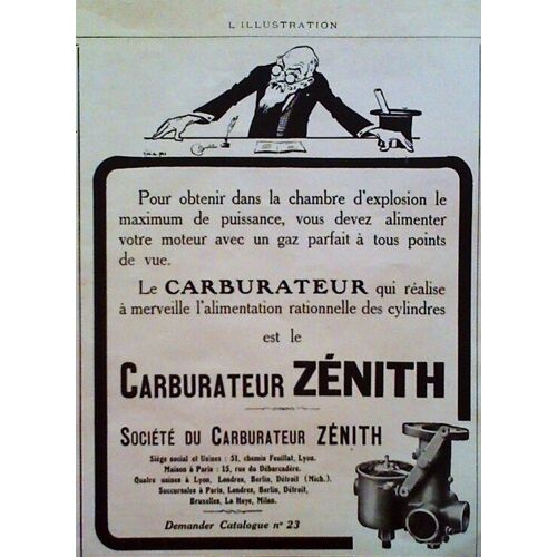 Publicite Ancienne (Novembre 1913) Pour Les Carburateurs " Zenith "