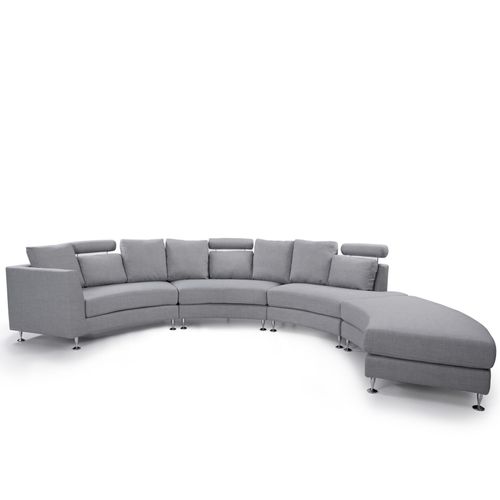 Canapé Circulaire Modulable En Tissu Gris Clair 8 Places Rotunde