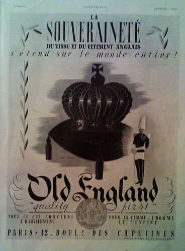 Publicite Ancienne (Mai 1937) Pour Les Tissus Et Les Vêtements " Old England " 12 Bld Des Capucines A Paris