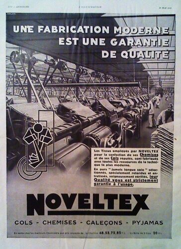 Publicite Ancienne (Mai 1931) Pour La Qualite Des Chemises, Cols, Calecons Et Pyjamas De La Marque " Noveltex "