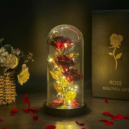 Eternal Rose,Valentine's Day Gift For Women,Eternal Rose With Led In A Glass Dome,Gifts For Women,Mom,Grandmother,Friend
