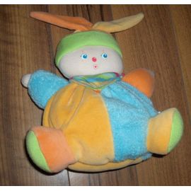 Doudou Peluche Clown Corolle Boule Bleu Et Orange