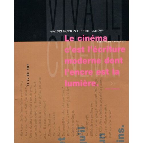 Festival De Cannes - Programme Officiel N° 56 : 56ème Festival De Cannes - Programme Officiel 2003