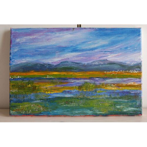 Peinture A L Huile  " Paysage De Mongolie"