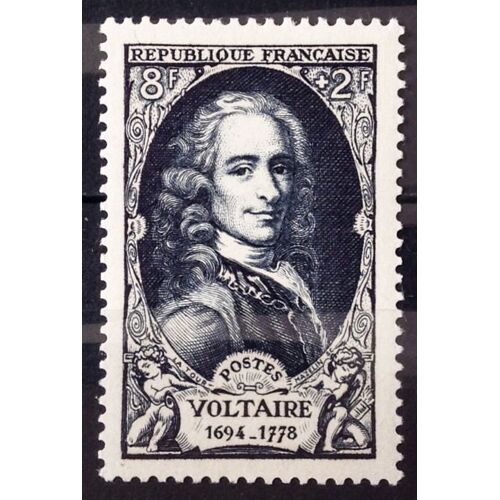 Célébrités 1949 - Xviiième Siècle - Voltaire 8f+2f Bleu-Noir (Superbe N° 854) Neuf* - France Année 1949 - N28527