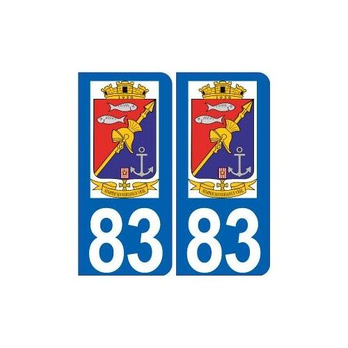 83 Saint Mandrier Autocollant Plaque Immatriculation Auto Ville Sticker - Couleur : Arrondis - Angles : Arrondis