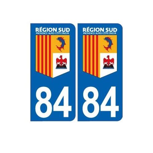84 Vaucluse Région Sud Logo Sticker Autocollant Plaque Immatriculation Auto - Couleur : Arrondis - Angles : Arrondis