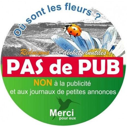 Autocollant Sticker Stop Pub Boite Lettres Logo 64793 Ou Sont Les Fleurs Stop Annonces