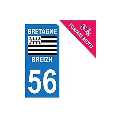 56 Bretagne Moto Sticker Autocollant Plaque Plaque Immatriculation - Couleur : Droits - Angles : Droits