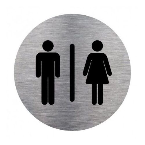 Décoration Porte Toilette Mixte Homme Femme Autocollant Adhésif Sticker Aspect Aluminium - Taille : 17 Cm