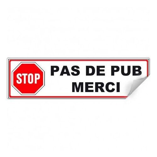 Stop Pub Étiquette Pour Boite Aux Lettres Logo 202 - Autocollant Pas De Pub Merci Sticker - Taille : 12 Cm
