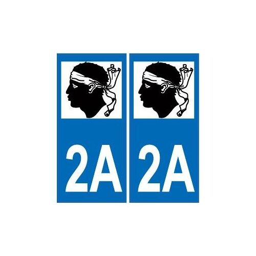 2a Corse Autocollant Plaque Immatriculation Auto Sticker Département - Couleur : Bleu - Angles : Droits