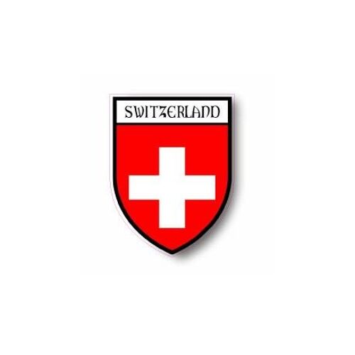 Autocollant Blason Suisse Switzerland Sticker - Taille : 8 Cm