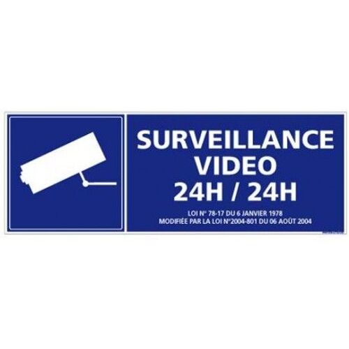 Autocollant Sticker Surveillance Vidéo 24h / 24h - Dimensions 210 X 75 Mm - Logo 66 Protection Anti-Uv