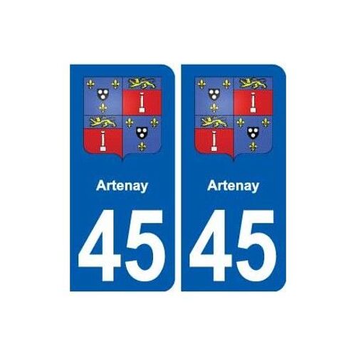 45 Artenay Blason Ville Autocollant Plaque Stickers - Couleur : Arrondis - Angles : Arrondis