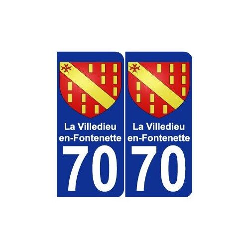 70 La Villedieu-En-Fontenette Blason Autocollant Plaque Stickers Ville - Couleur : Arrondis - Angles : Arrondis