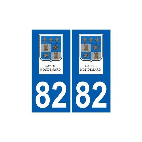 82 Cazes-Mondenard Logo Autocollant Plaque Stickers Ville - Couleur : Droits - Angles : Droits