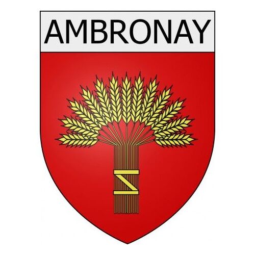 Ambronay 01 Ville Stickers Blason Autocollant Adhésif - Taille : 12 Cm