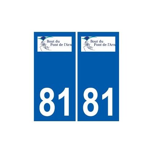 81 Bout-Du-Pont-De-Larn Logo Autocollant Plaque Stickers Ville - Couleur : Droits - Angles : Droits