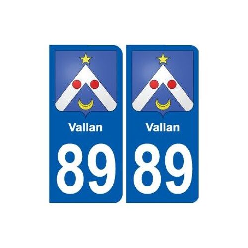 89 Vallan Blason Autocollant Plaque Stickers Ville - Couleur : Arrondis - Angles : Arrondis