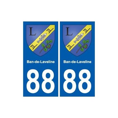 88 Ban-De-Laveline Blason Autocollant Plaque Stickers Ville - Couleur : Droits - Angles : Droits
