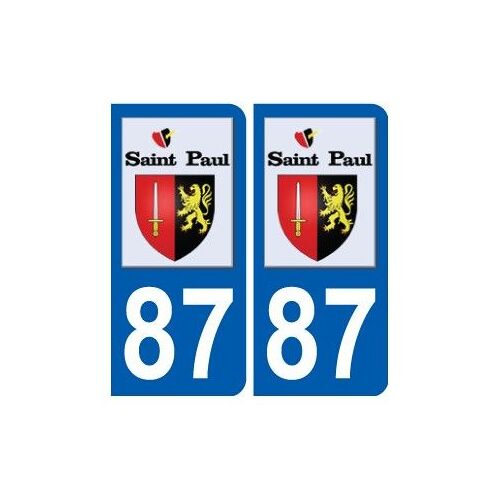 87 Saint-Paul Logo Autocollant Plaque Stickers Ville - Couleur : Arrondis - Angles : Arrondis