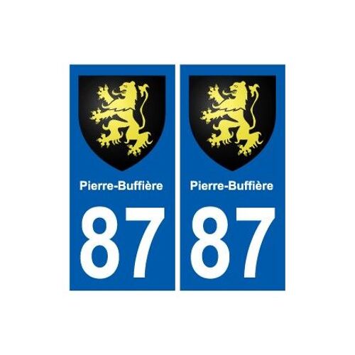87 Pierre-Buffière Blason Autocollant Plaque Stickers Ville - Couleur : Droits - Angles : Droits