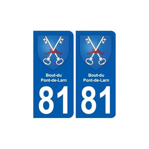 81 Bout-Du-Pont-De-Larn Blason Autocollant Plaque Stickers Ville - Couleur : Arrondis - Angles : Arrondis