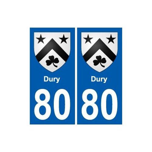 80 Dury Blason Autocollant Plaque Stickers Ville - Couleur : Droits - Angles : Droits