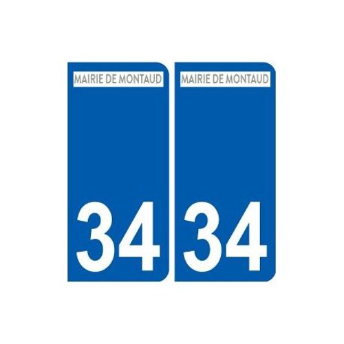 34 Montaud Logo Autocollant Plaque Stickers Ville - Couleur : Arrondis - Angles : Arrondis