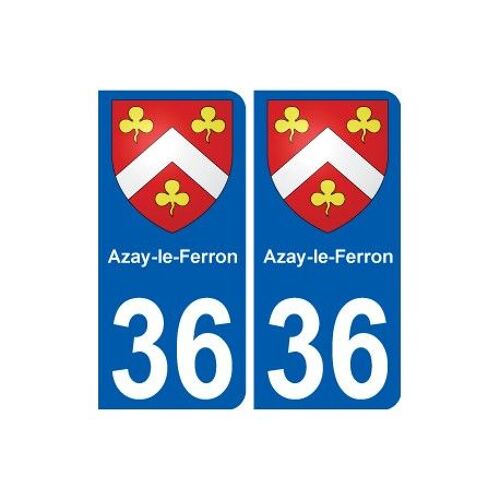 36 Azay-Le-Ferron Blason Autocollant Plaque Stickers Ville - Couleur : Arrondis - Angles : Arrondis